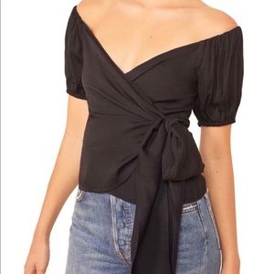 Reformation Lores Off the Shoulder Top Black M